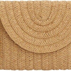 Straw Clutch,Straw Handbag Clutch for Women Summer Beach Straw Woven Envelope Pu